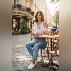 Calvin Klein Pink Ruffled Asymmetrical Blouse
